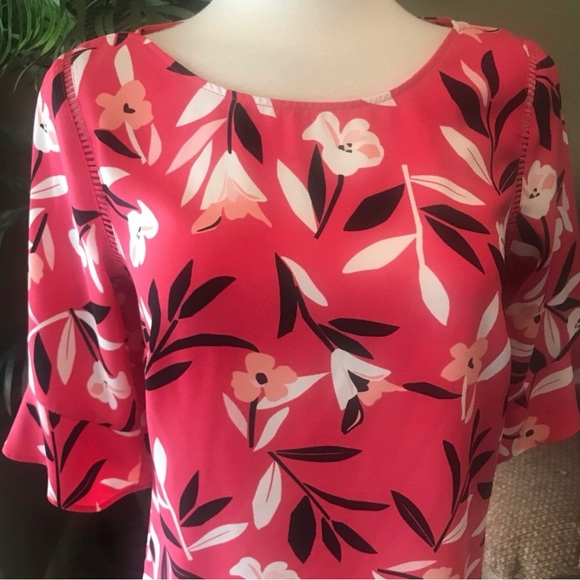 Talbots Tops - 🇺🇸 Talbots Floral Pink Blouse, Size XS